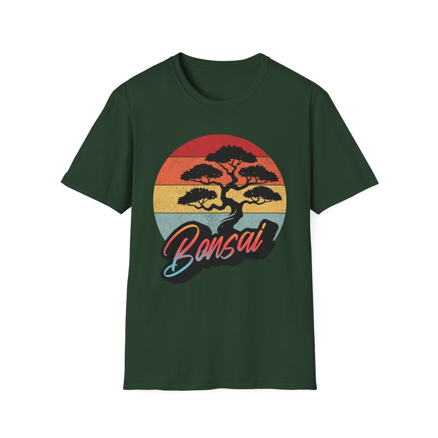 Tshirt A: Classic Sunset Bonsai Shirt, California Vintage-Style Bonsai Tree T-Shirt, Softstyle Bonsai Sunset Tee, Gift for Him
