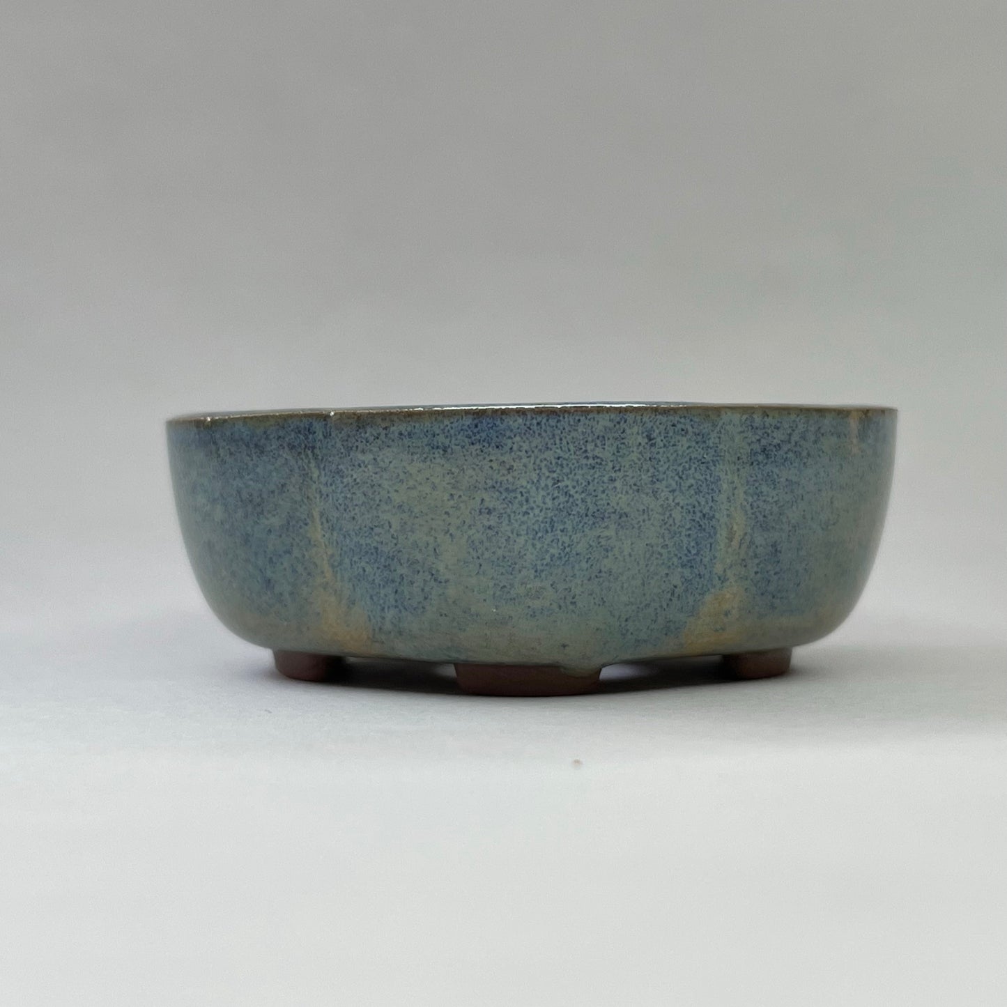 New! Tiny Rounded Oval Mame Bonsai Pot in Blue Opal, about 1.5 inches wide