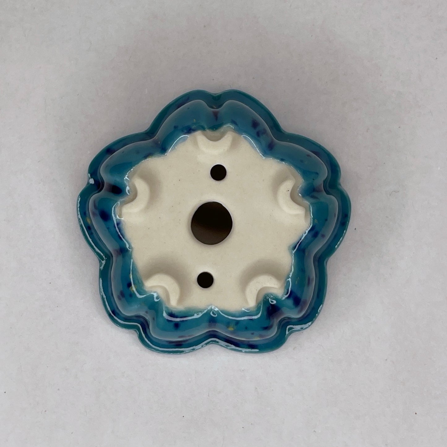 New! Tiny Sakura Flower Mame Bonsai Pot in Turquoise Confetti, Only 2 inches wide