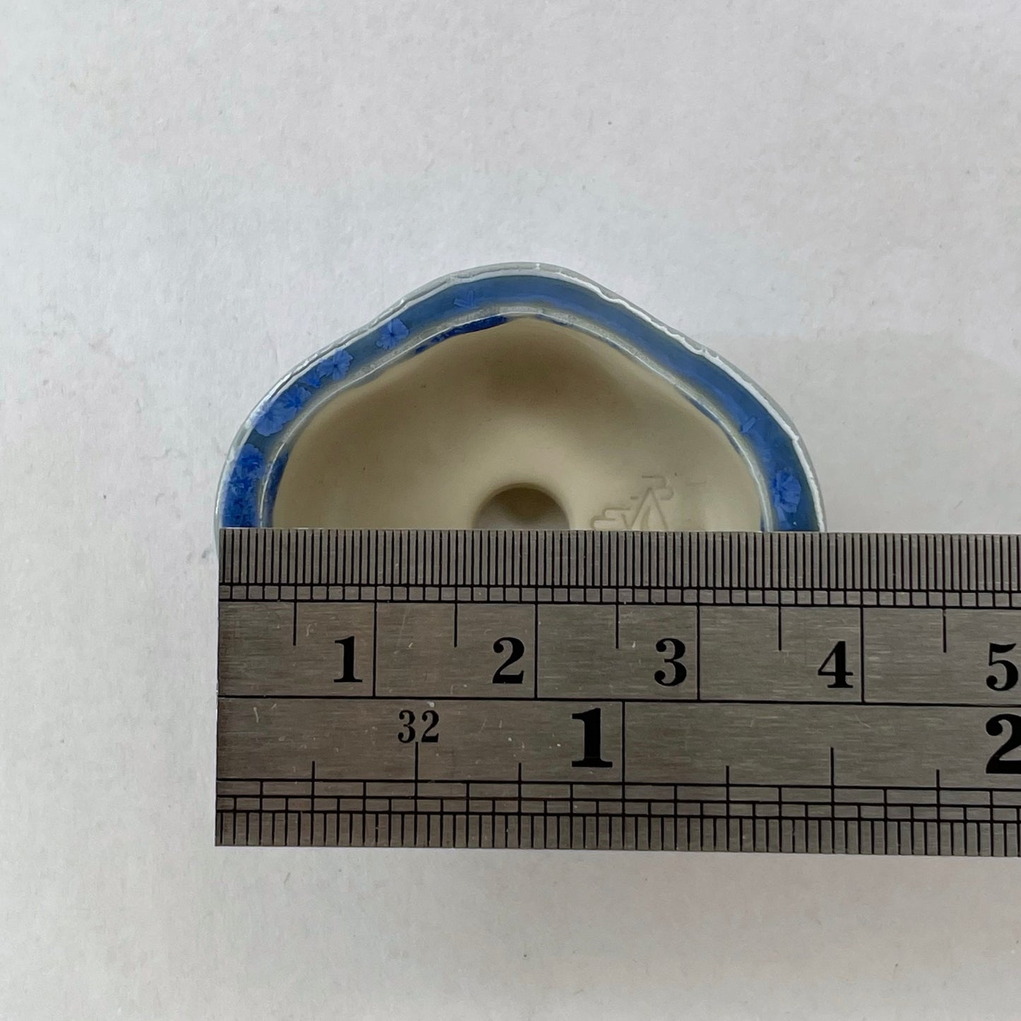 New! Tiny Flared Rounded Oval Mame Bonsai Pot in Light Cerulean, About 1.5 inches wide