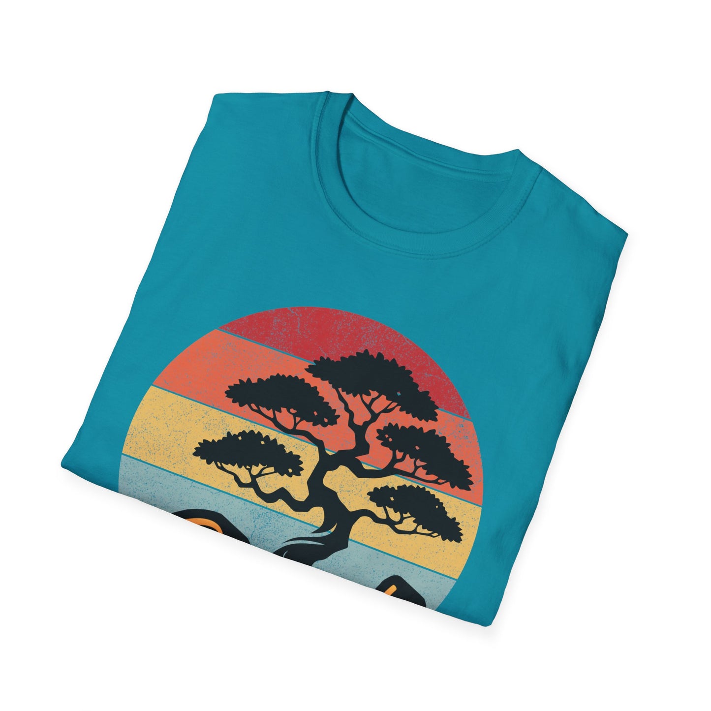 Tshirt A: Classic Sunset Bonsai Shirt, California Vintage-Style Bonsai Tree T-Shirt, Softstyle Bonsai Sunset Tee, Gift for Him