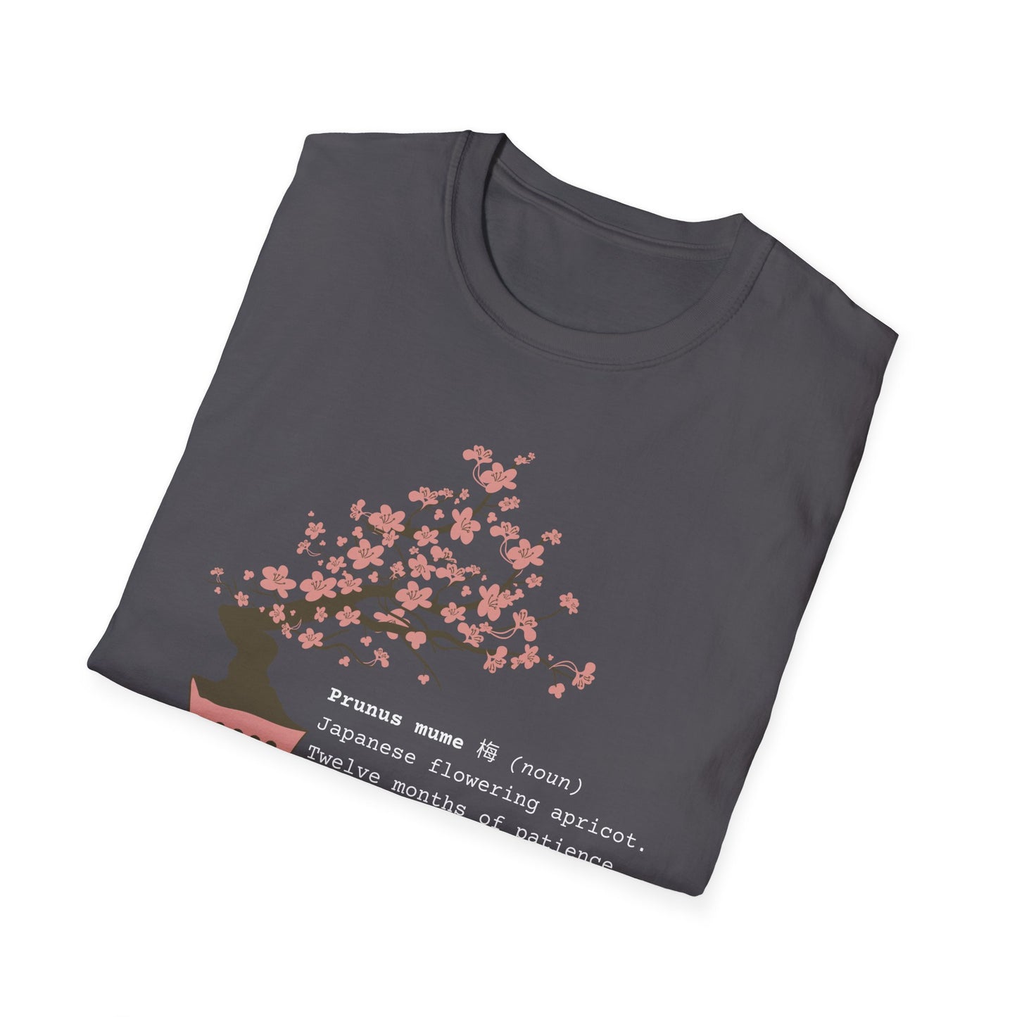 Tshirt 6: Bonsai Prunus Mume Softstyle T-Shirt, Cherry Blossom Bonsai Tree Shirt, Flowering Apricot Botanical Art, Zen Bonsai Enthusiast Gift, Garden