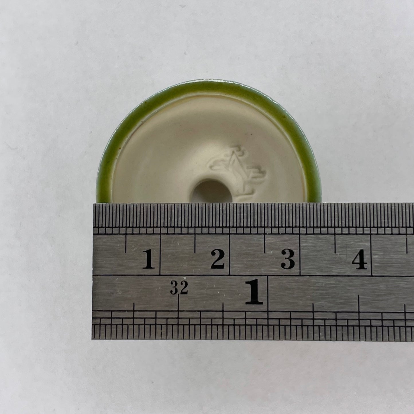 New! Tiny Round Mame Bonsai Pot in Leaf Green, Less than 1.25 inches wide