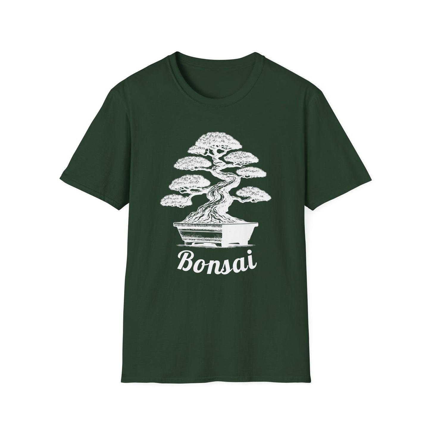 Tshirt 2: Bonsai Tree Shirt, Juniper Pine Bonsai Pot Tee, Botanical Art Softstyle T-Shirt, Nature Lover Top, Zen Bonsai Enthusiast Gift for Him/Her