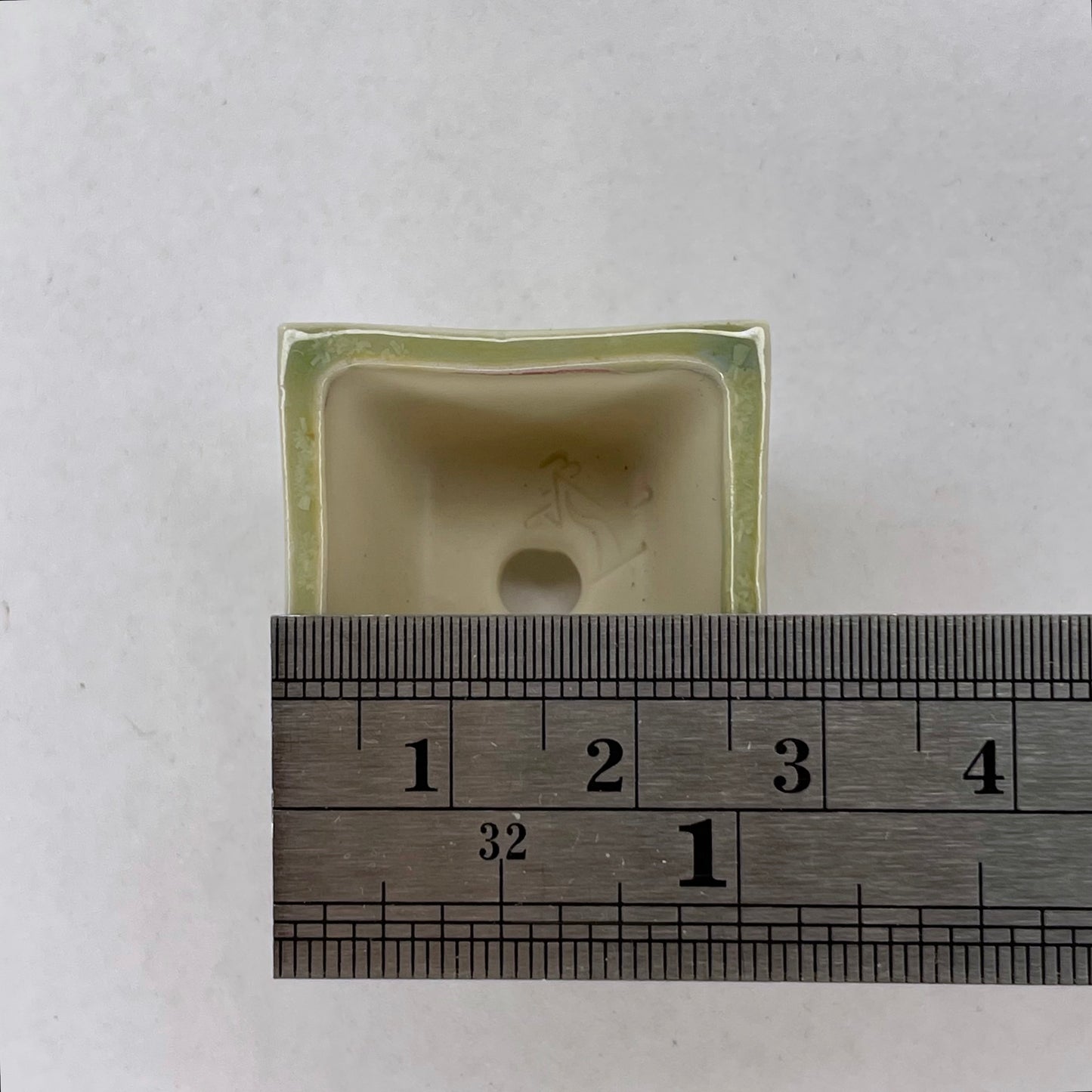 New! Tiny Square Mame Bonsai Pot in Bamboo Green, About 1 inch wide