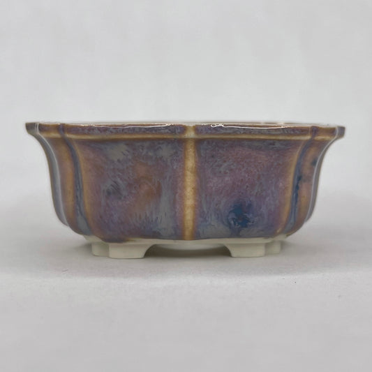 New! Tiny Lotus Mame Bonsai Pot in Purple Aster, About 2 inches wide