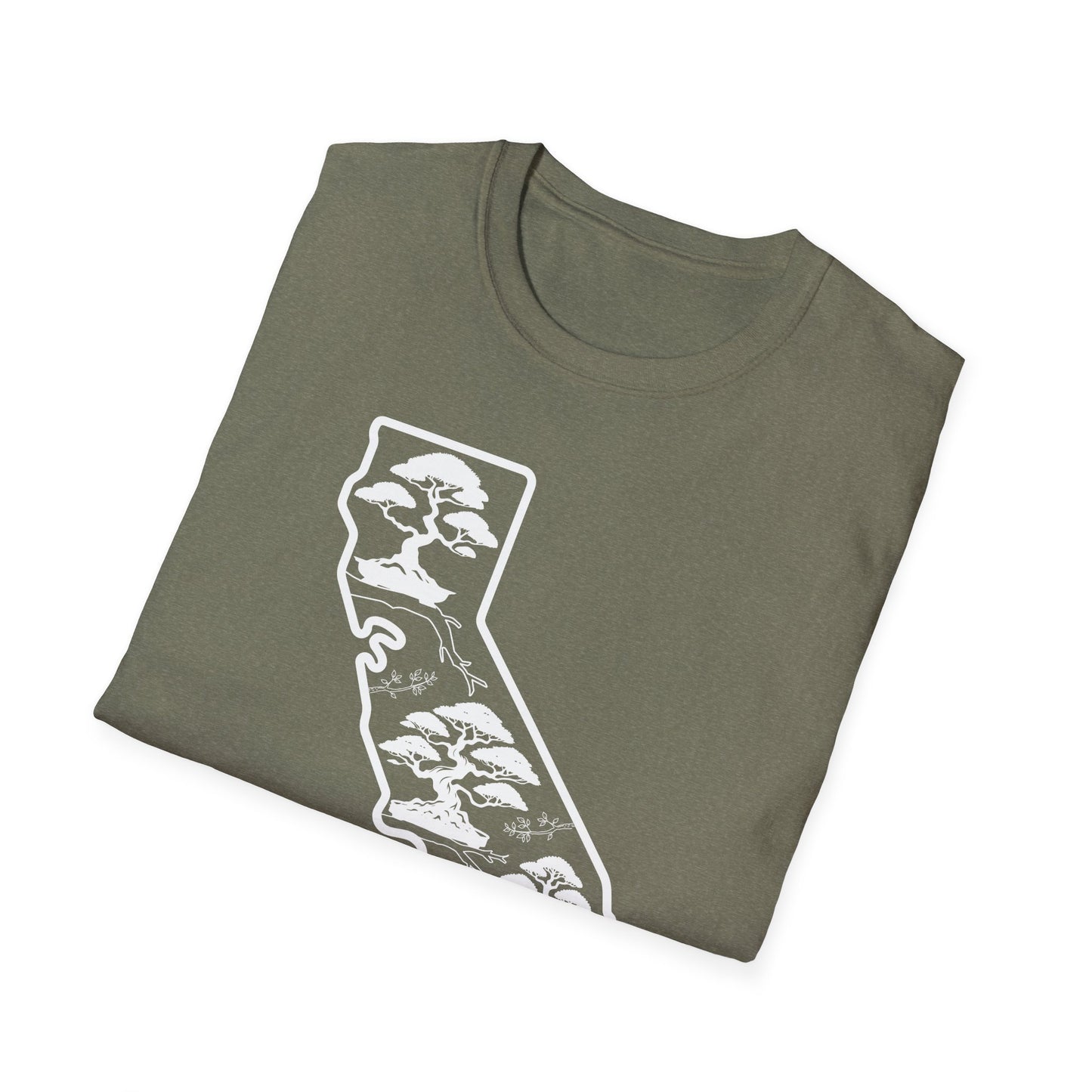 Tshirt: California State Bonsai Trees Softstyle T-Shirt, Souvenir State Tee, Botanical Plant Shirt, Nature Lover Shirt, Bonsai Hobbyist Gift Tee