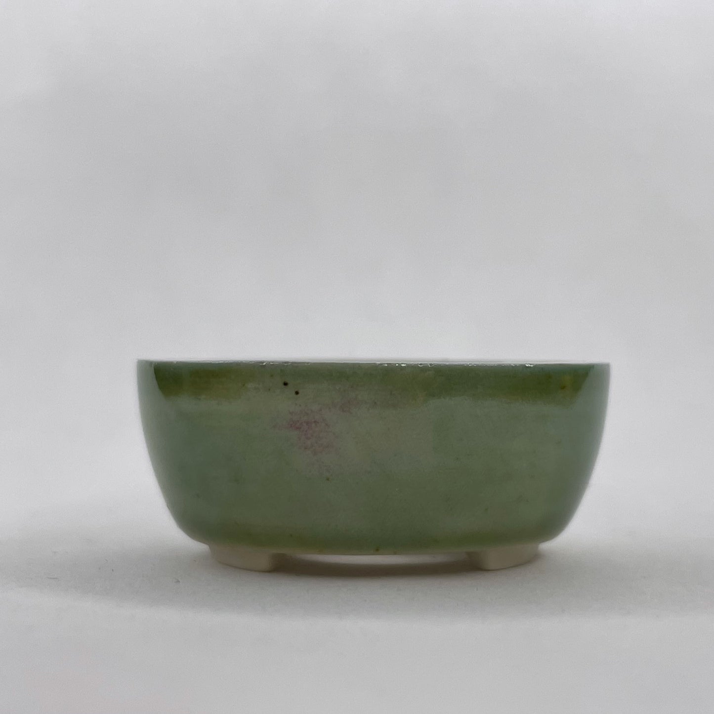 New! Tiny Round Mame Bonsai Pot in Leaf Green, Less than 1.25 inches wide