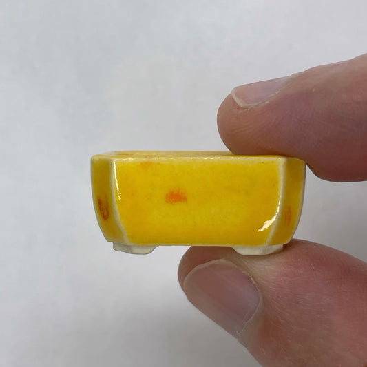 New! Tiny Rectangle Mame Bonsai Pot in Sassy Orange, About 1 inch wide