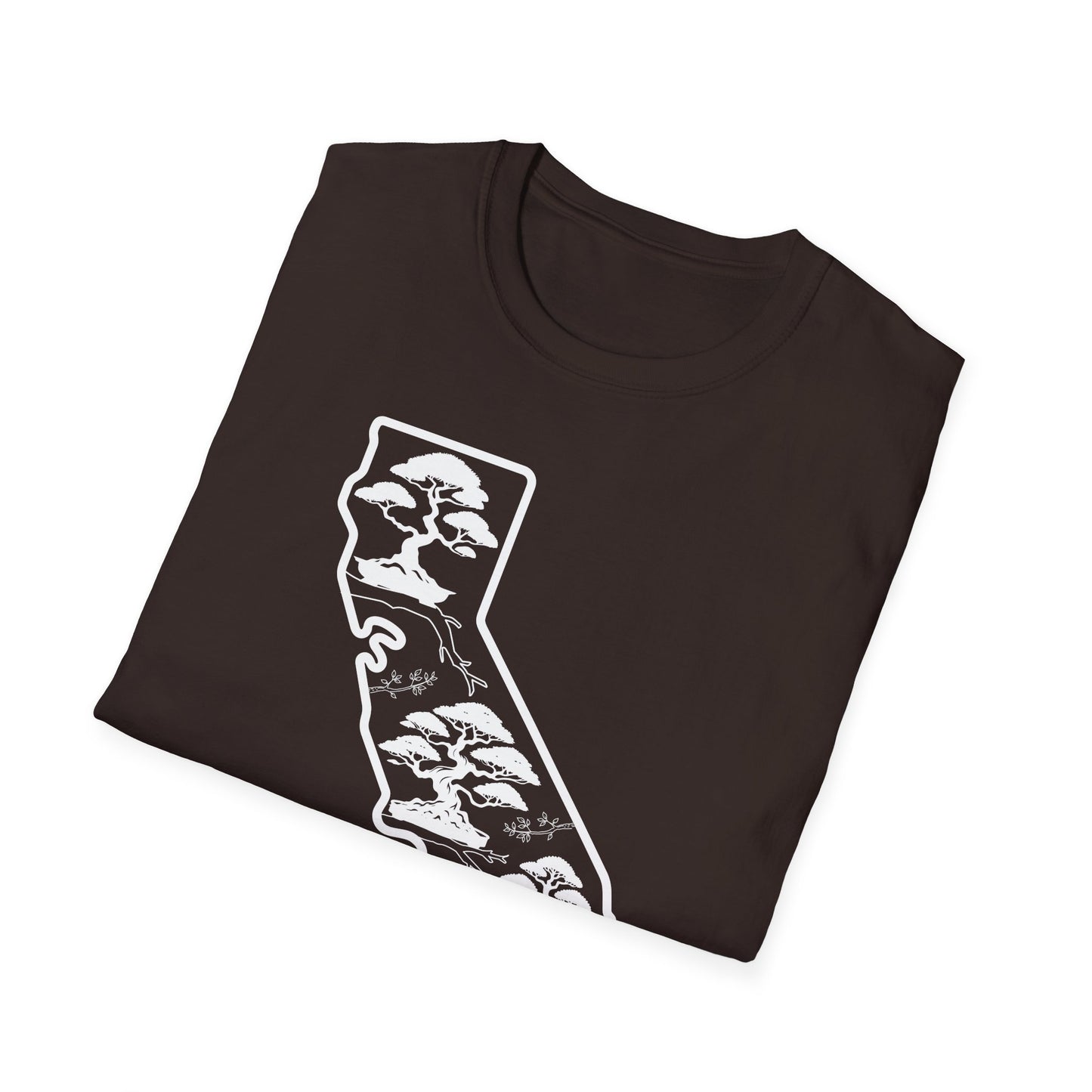 Tshirt: California State Bonsai Trees Softstyle T-Shirt, Souvenir State Tee, Botanical Plant Shirt, Nature Lover Shirt, Bonsai Hobbyist Gift Tee