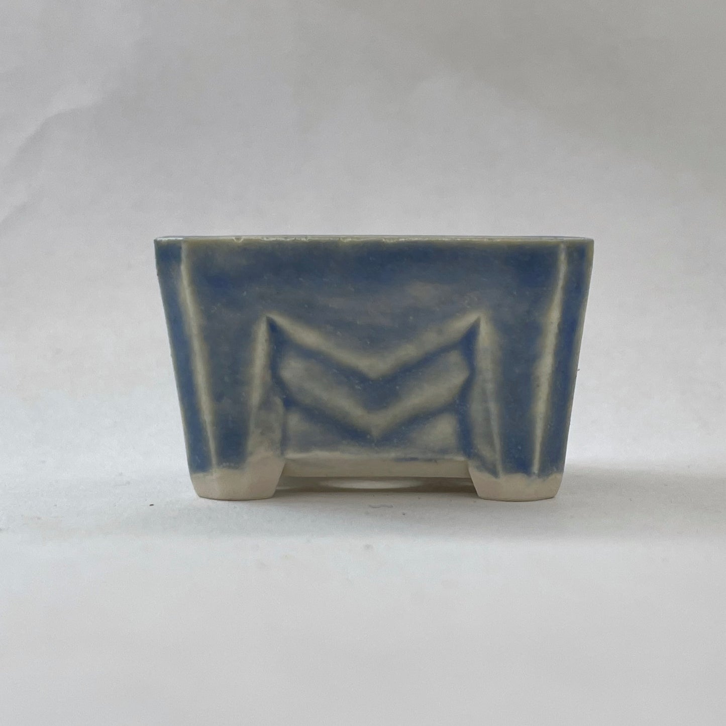 New! Tiny Rectangle Mame Bonsai Pot in Cerulean Pearl, About 1.5 inches wide