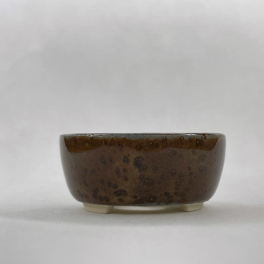 New! Tiny Round Mame Bonsai Pot in Cocoa Royale, Less than 1.5 inches wide