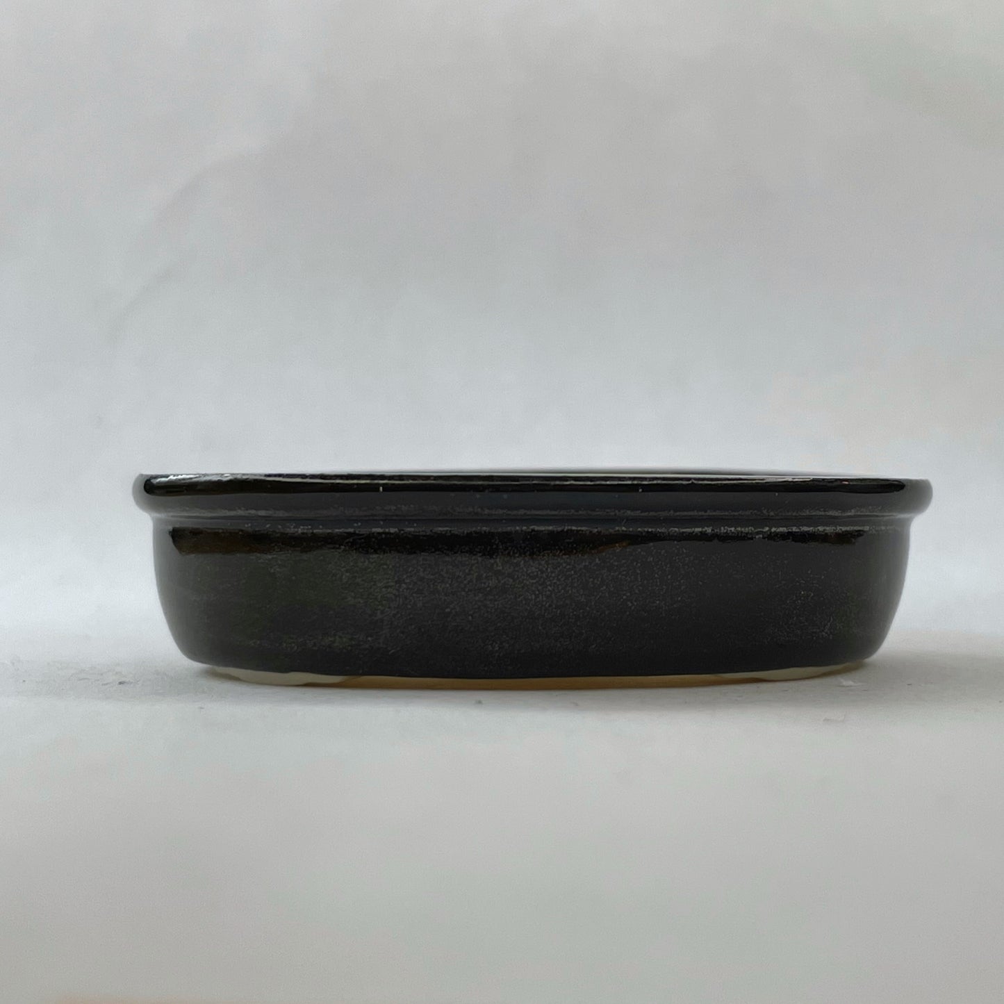 New! Tiny Oval Mame Bonsai Pot in Dark Lustre, About 2 inches wide