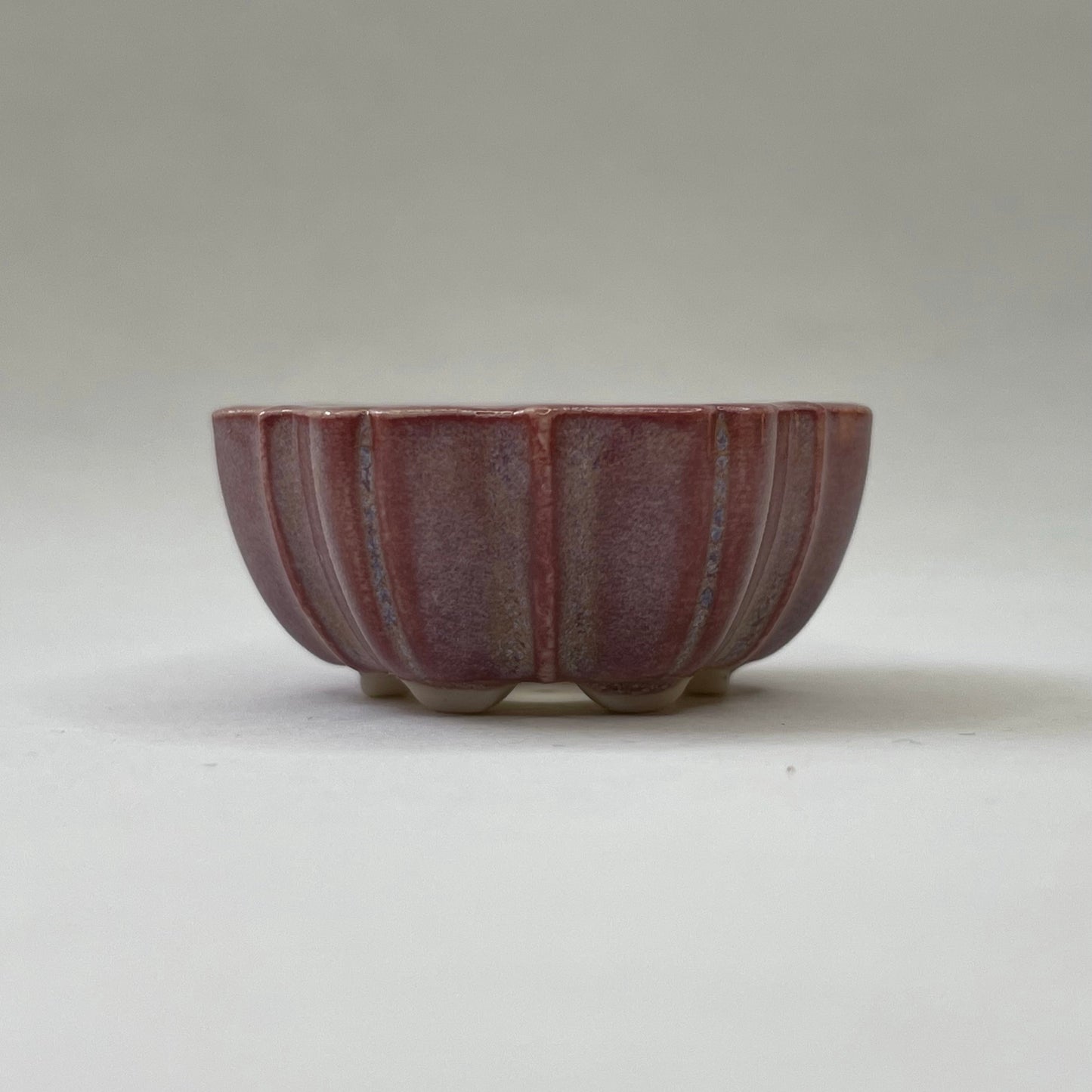 New! Tiny Flower-Shaped Mame Bonsai Pot in Rose, Less than 1.25 inches wide