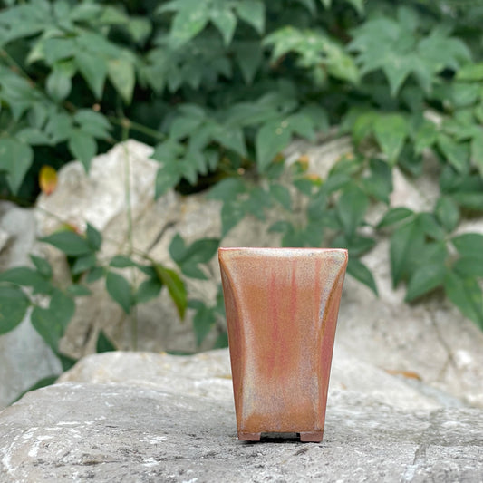 New! Tiny Cascade Mame Bonsai Pot in Chocolate Rose Opal Lustre, Less than 2 inches tall