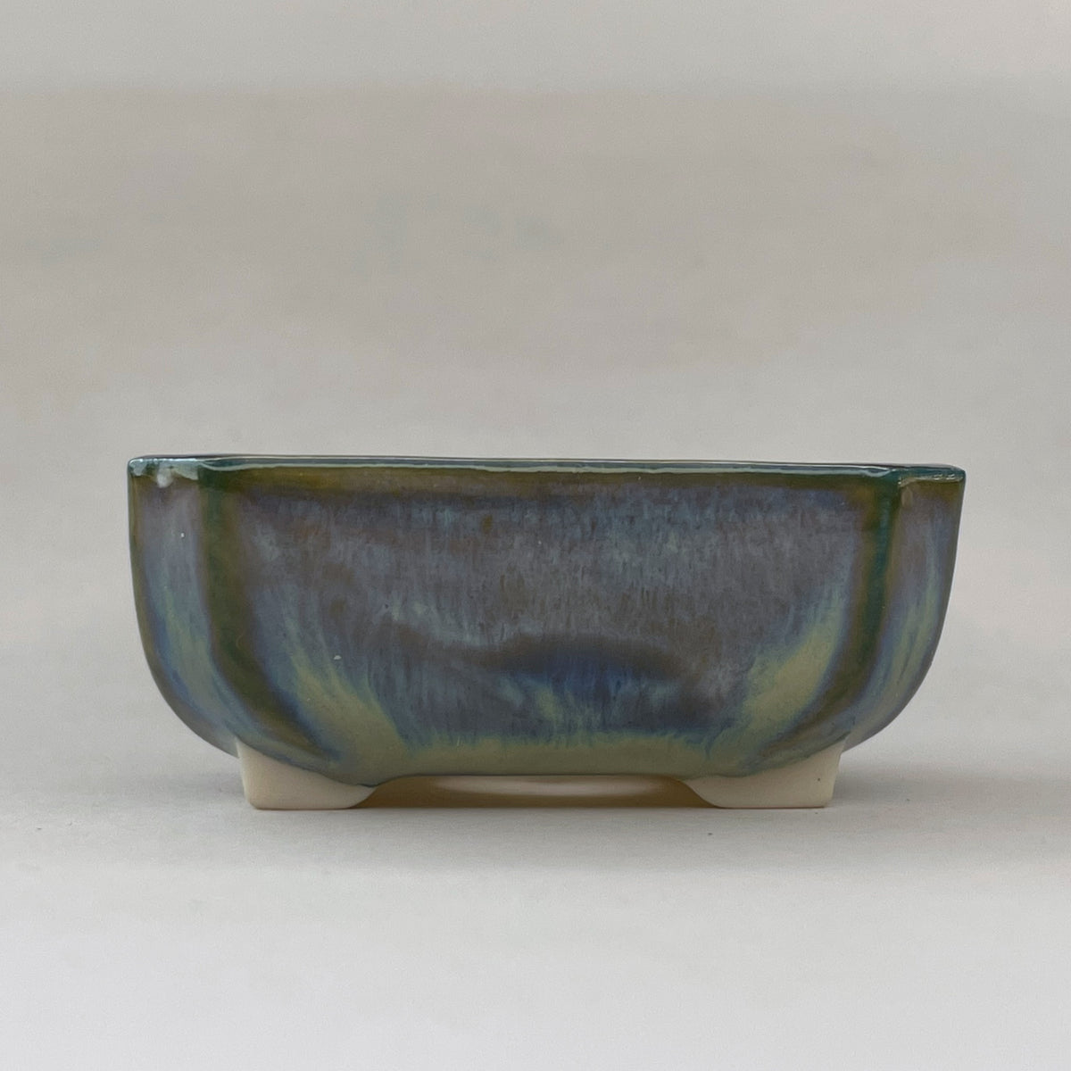 New! Modern Rectangle Mame Bonsai Pot in Dark Oyster, About 1.75 inches wide