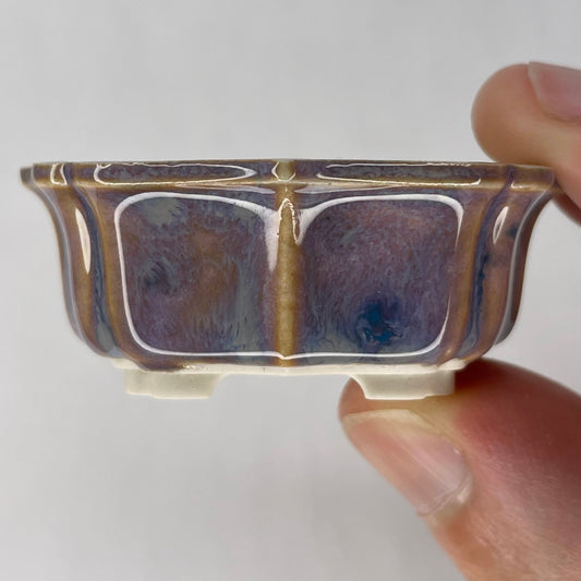 New! Tiny Lotus Mame Bonsai Pot in Purple Aster, About 2 inches wide