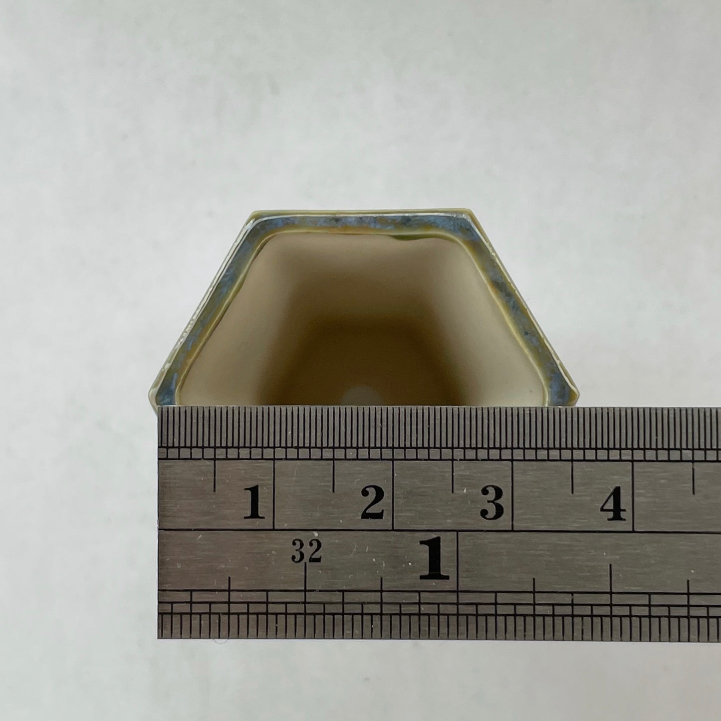 New! Tiny Cascade Mame Bonsai Pot in Blue Jade, Less than 2 inches tall