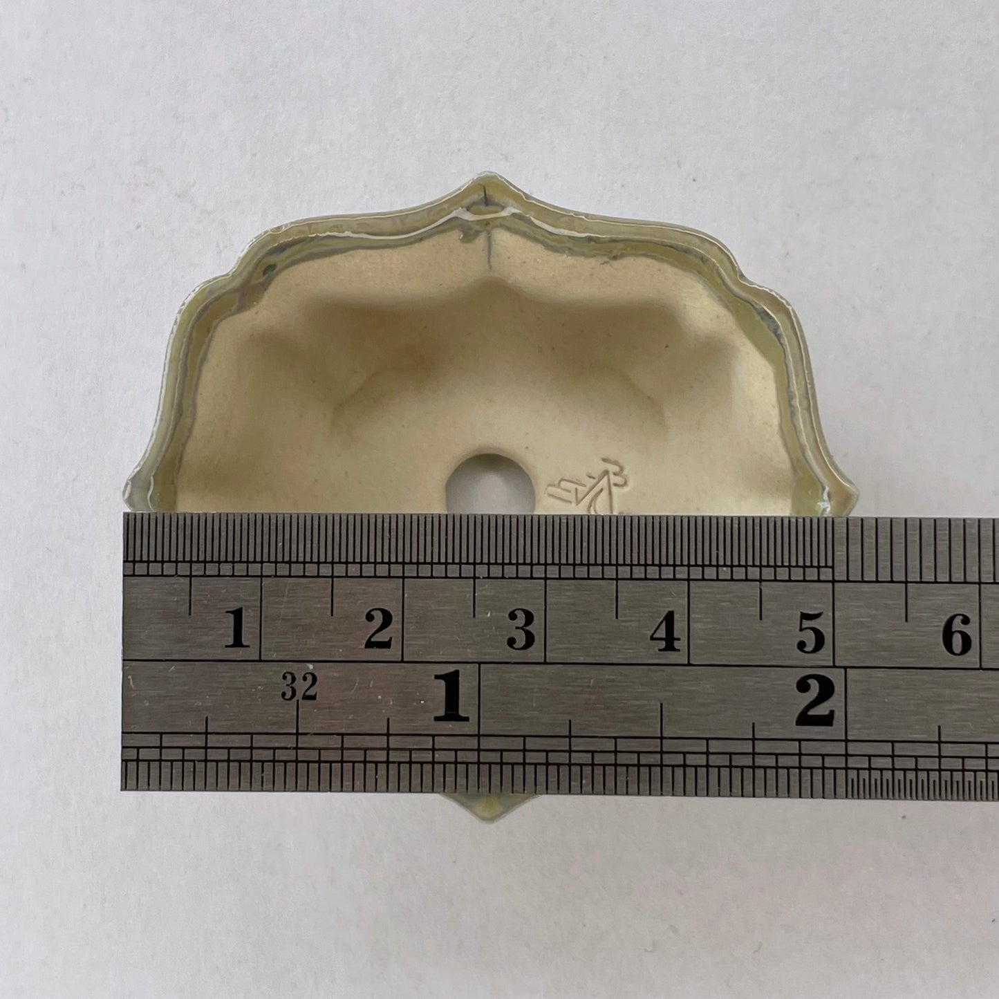 New! Tiny Lotus Mame Bonsai Pot in Blue Snowflake, About 2 inches wide