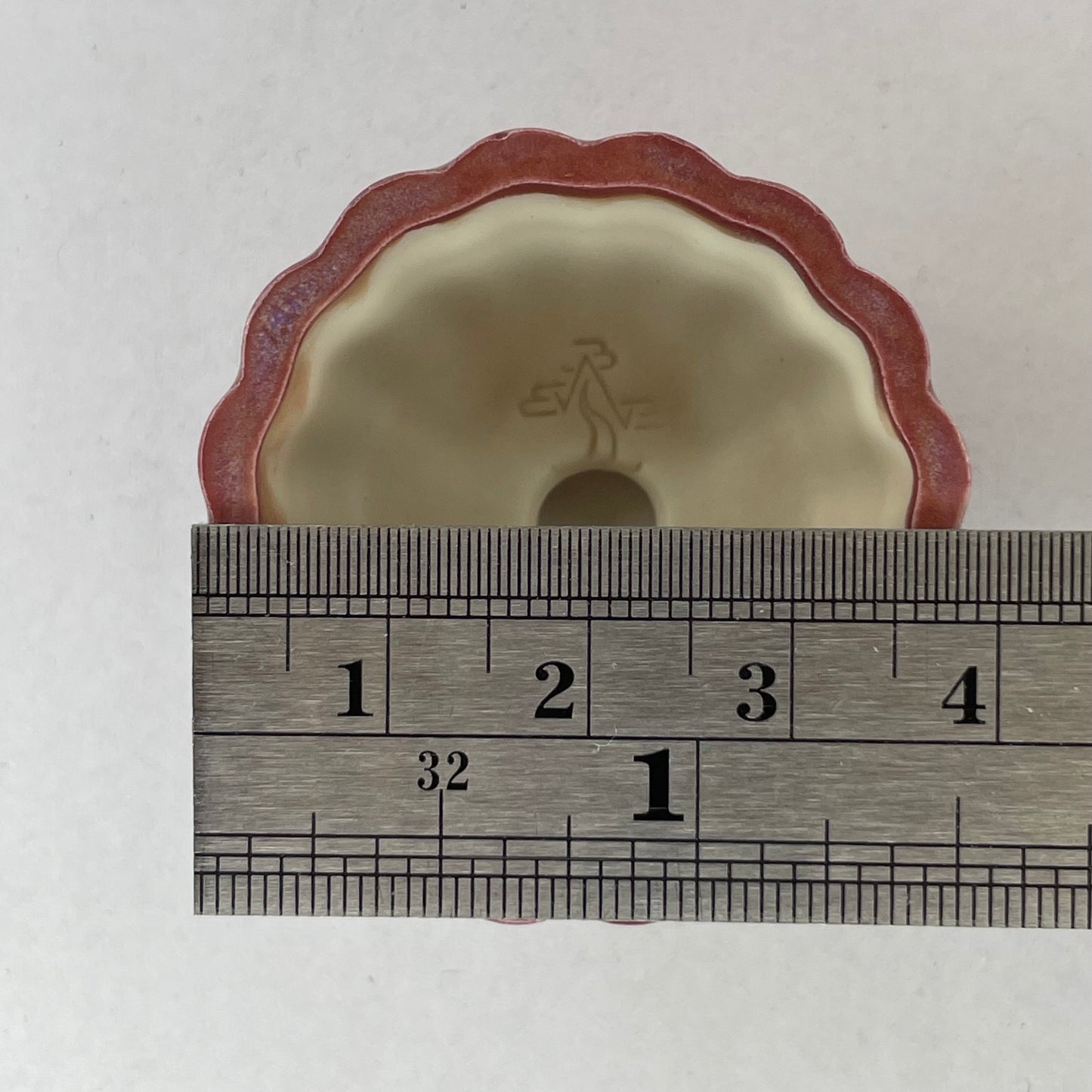 Tiny Scalloped Round Mame Bonsai Pot in Rose Aster, About 1.5 inches wide