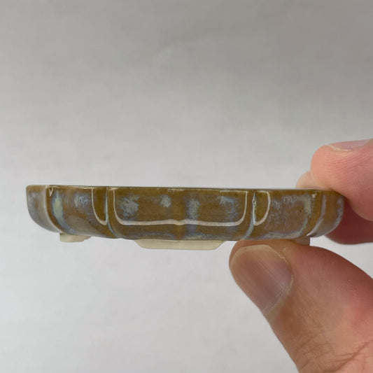 New! Tiny Decorative Mame Bonsai Pot in Frosty Beach, Less than 2.5 inches wide