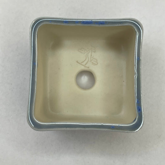 New! Tiny Square Mame Bonsai Pot in Cerulean, Less than 1.5 inches wide