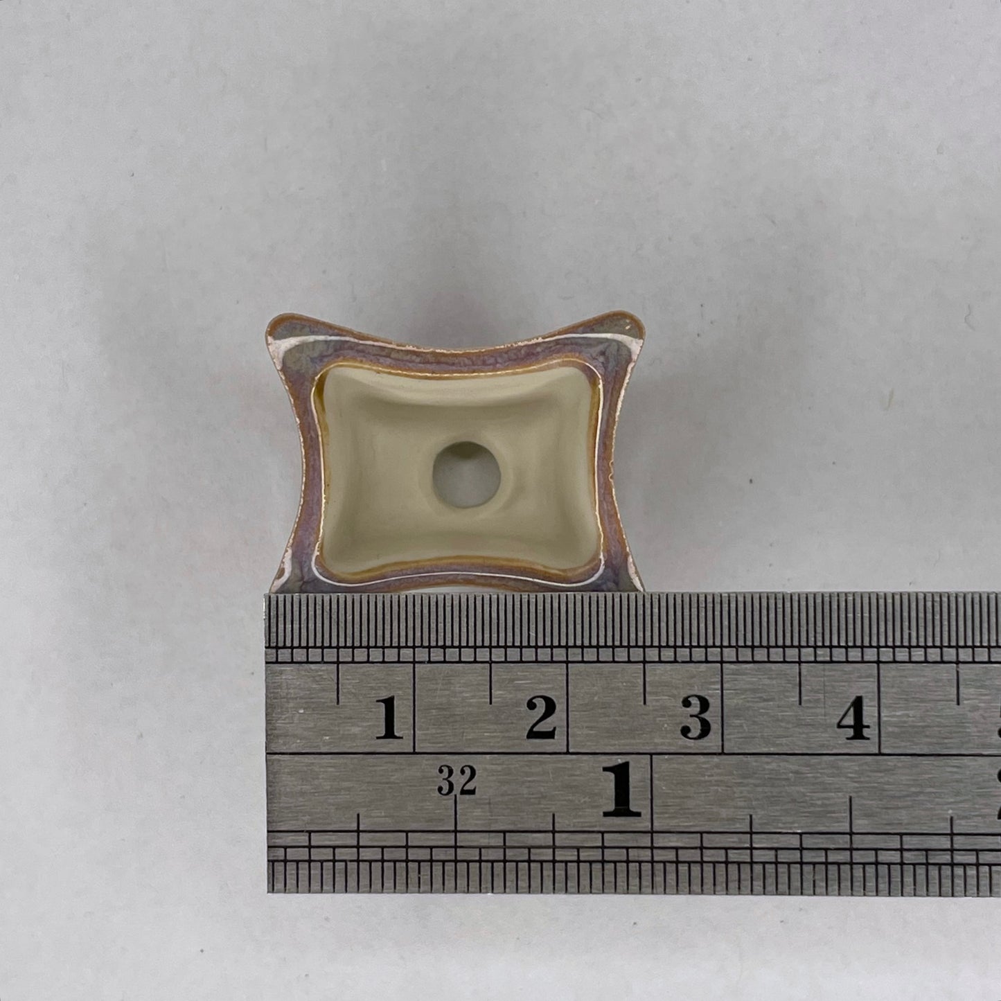 Super-Tiny Rectangle Mame Bonsai Pot in Purple Aster, About 1 inch long