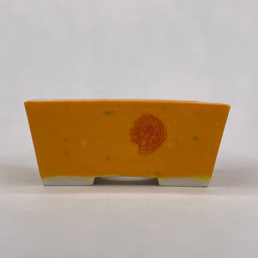 New! Tiny Rectangle Mame Bonsai Pot in Sun Spot Orange, Less than 1.5 inches long