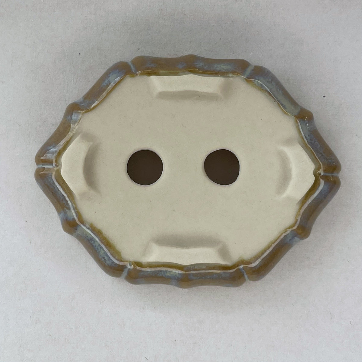 New! Tiny Decorative Mame Bonsai Pot in Frosty Beach, Less than 2.5 inches wide