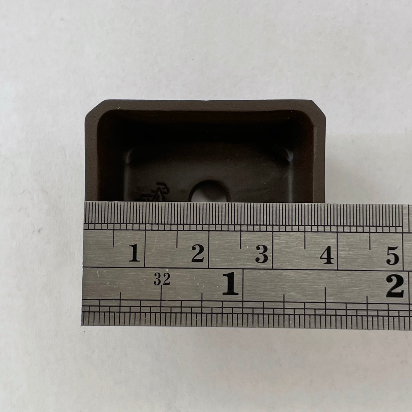 Tiny Unglazed Rectangle Mame Bonsai Pot in Coffee Porcelain, About 1.5 inches long