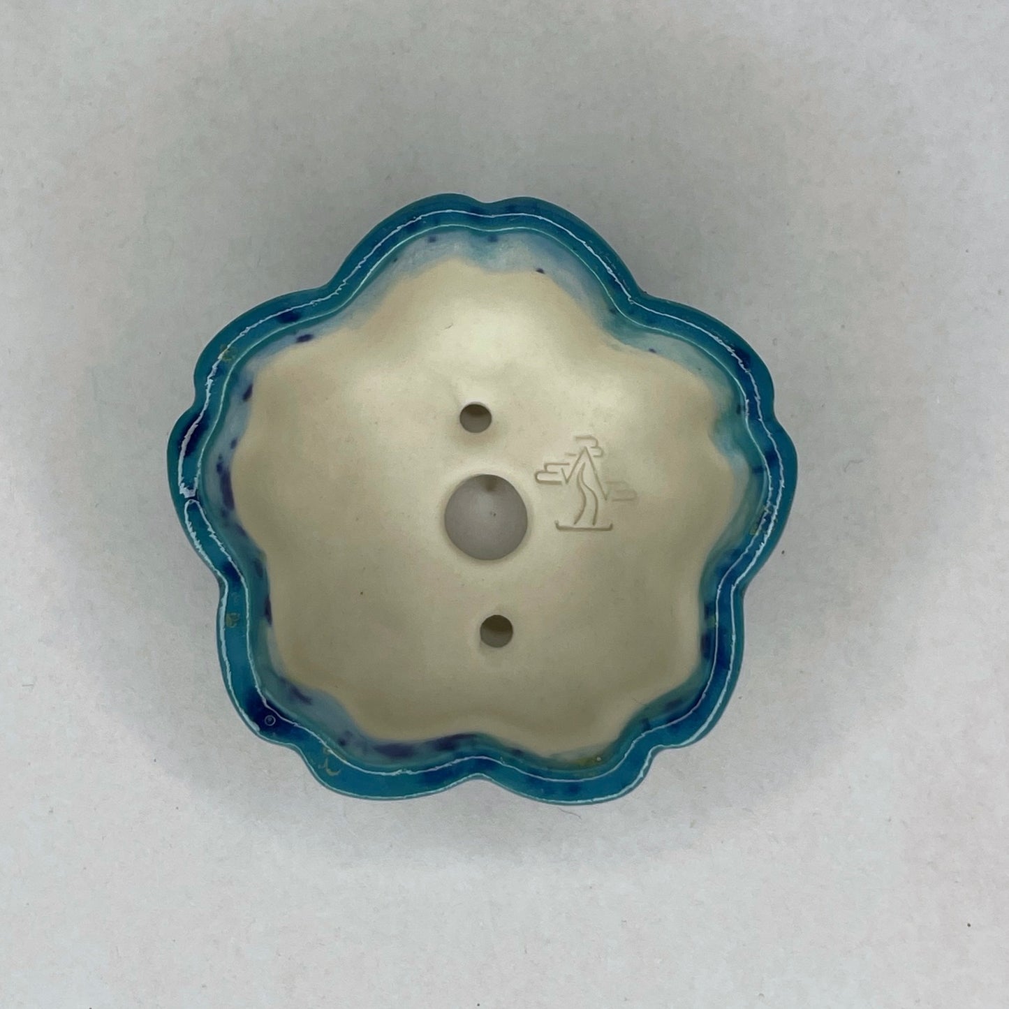 New! Tiny Sakura Flower Mame Bonsai Pot in Turquoise Confetti, Only 2 inches wide