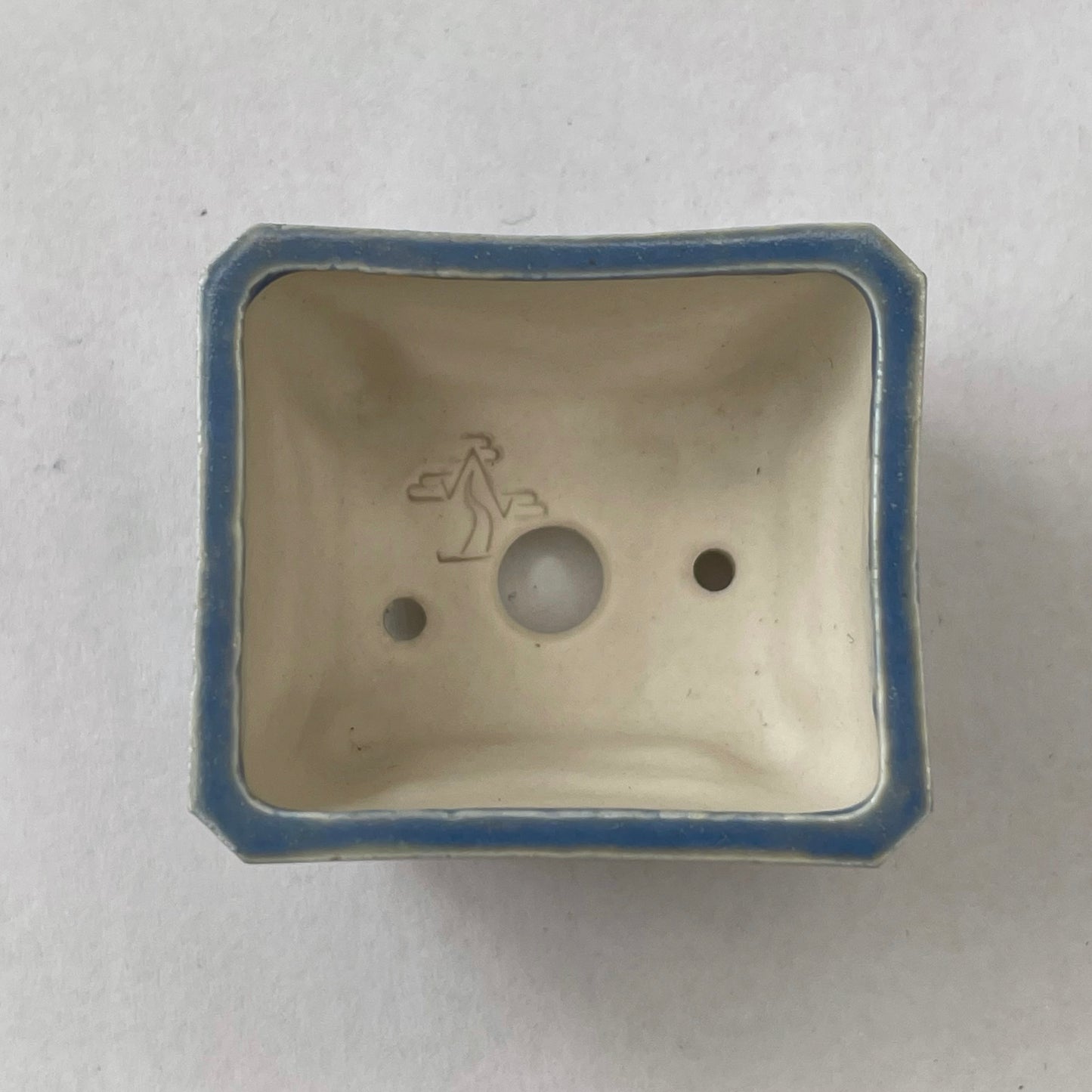 New! Tiny Rectangle Mame Bonsai Pot in Cerulean Pearl, About 1.5 inches wide