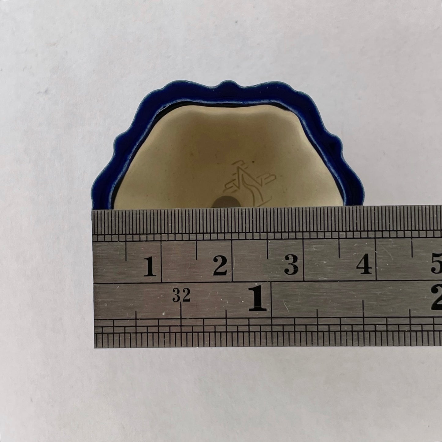 New! Tiny Flower-Shaped Mame Bonsai Pot in Sapphire, About 1.5 inches wide