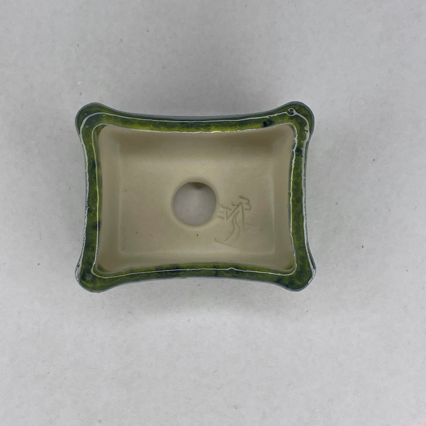 New! Tiny Rectangle Mame Bonsai Pot in Monet Forest, About 1.25 inches wide