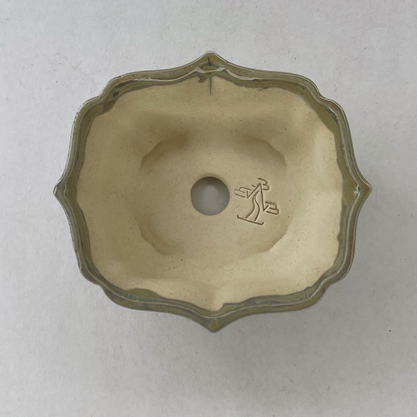 New! Tiny Lotus Mame Bonsai Pot in Blue Snowflake, About 2 inches wide