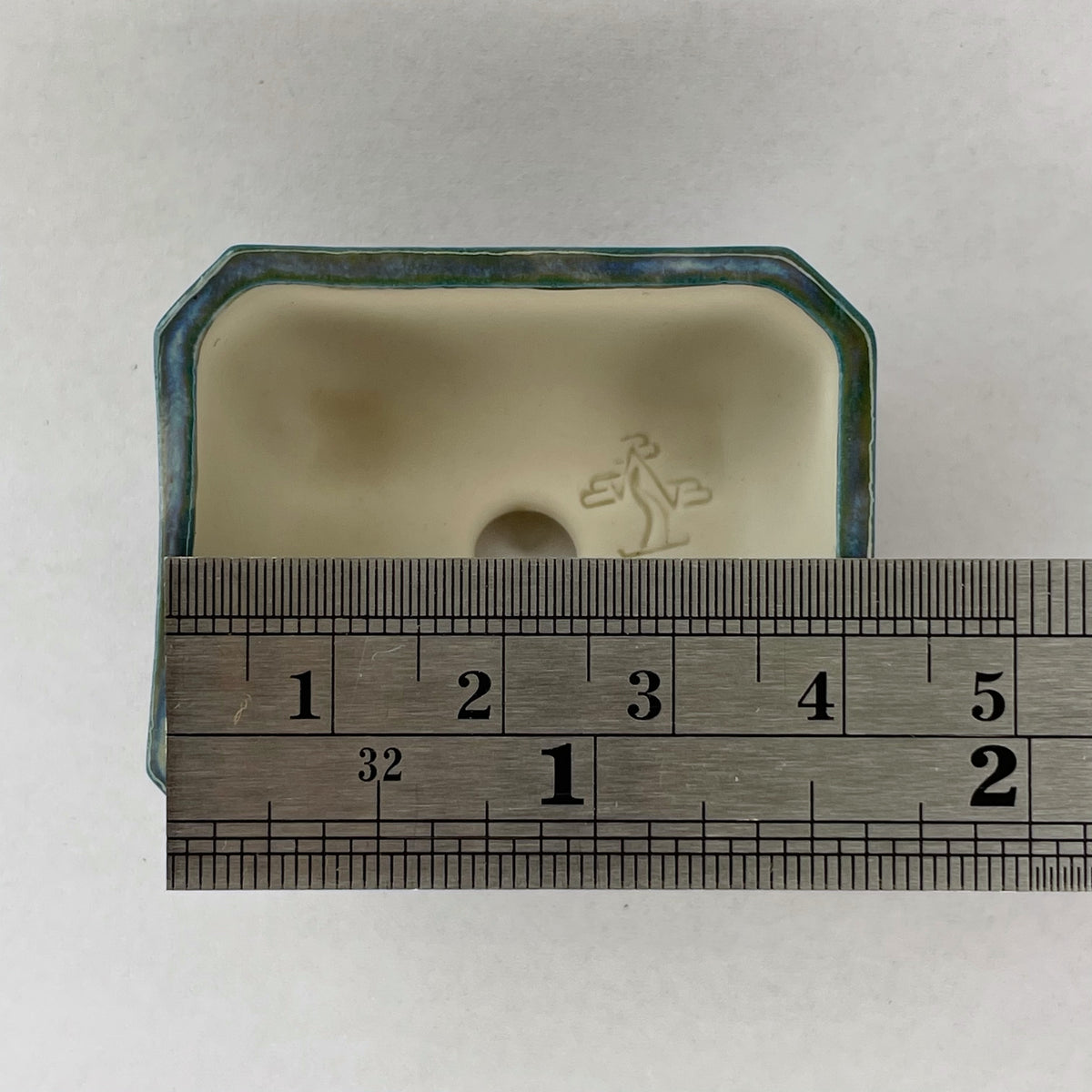 New! Modern Rectangle Mame Bonsai Pot in Dark Oyster, About 1.75 inches wide