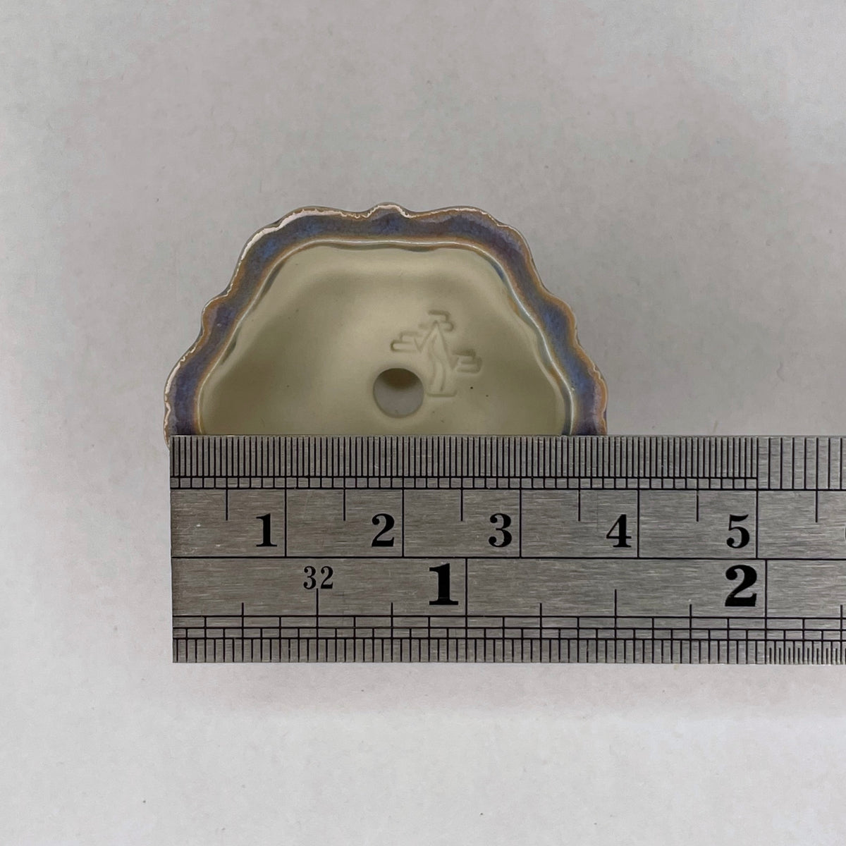 New! Tiny Flower-Shaped Mame Bonsai Pot in Cerulean Aster, Less than 1.5 inches wide