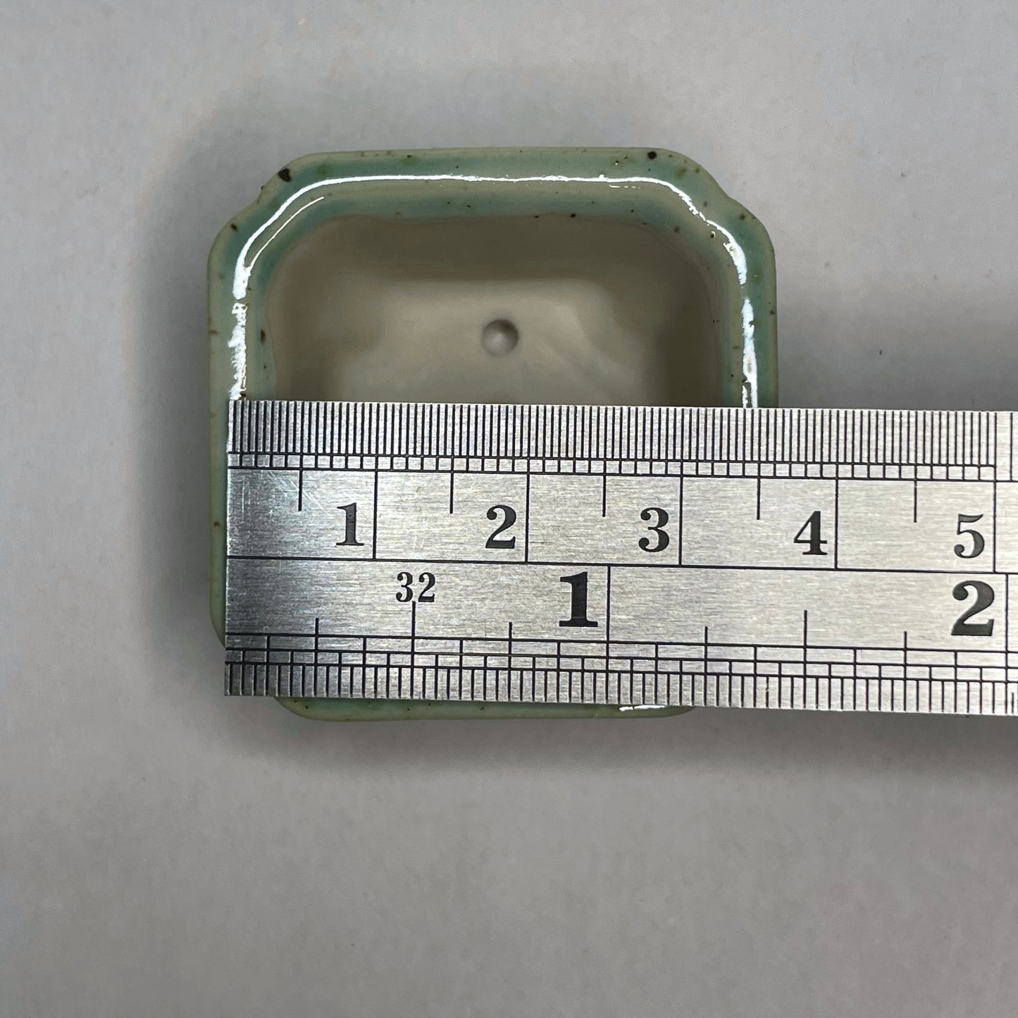 Tiny Square Mame Bonsai Pot in Mint Chip, About 1.5 inches wide