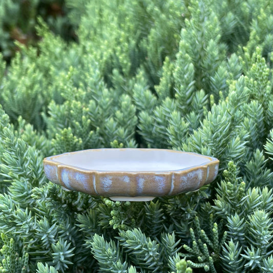 New! Tiny Decorative Mame Bonsai Pot in Frosty Beach, Less than 2.5 inches wide