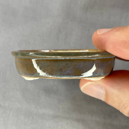 New! Tiny Oval Mame Bonsai Pot, About 2 inches wide