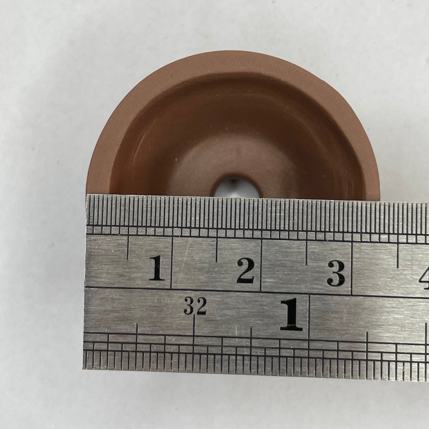Tiny Unglazed Flared Round Mame Bonsai Pot in Chocolate Porcelain, Less than 1.25 inches wide