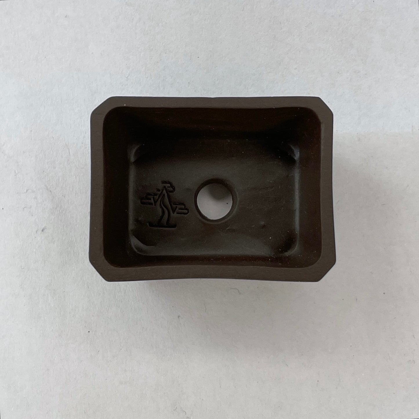 Tiny Unglazed Rectangle Mame Bonsai Pot in Coffee Porcelain, About 1.5 inches long