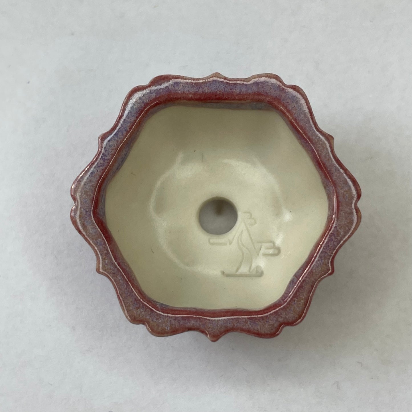 New! Tiny Flower-Shaped Mame Bonsai Pot in Rose, Less than 1.25 inches wide