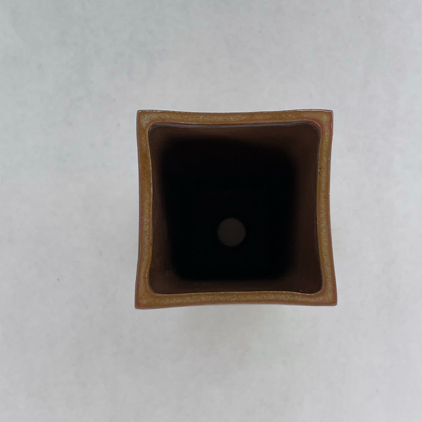 New! Tiny Cascade Mame Bonsai Pot in Chocolate Rose Opal Lustre, Less than 2 inches tall