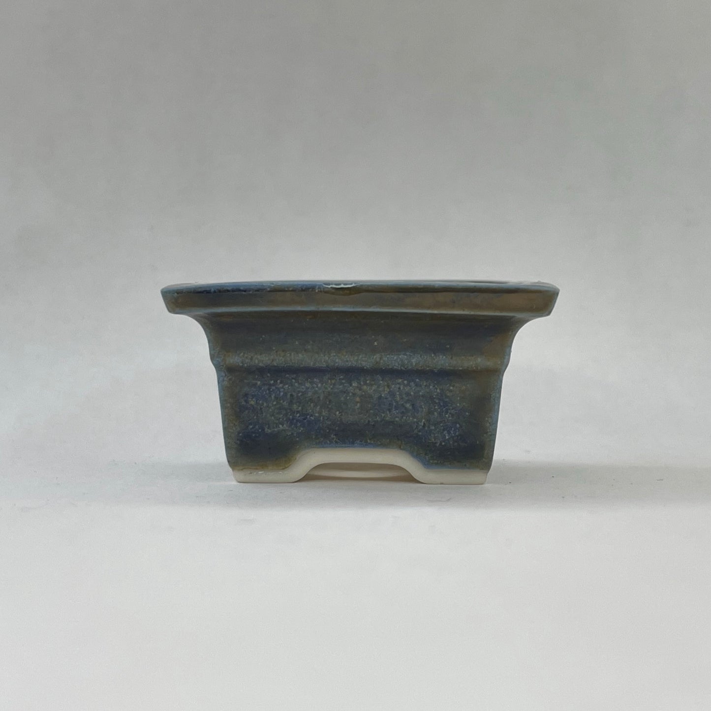 Tiny Embossed Rectangle Mame Bonsai Pot in Denim Ash, Less than 1.5 inches wide