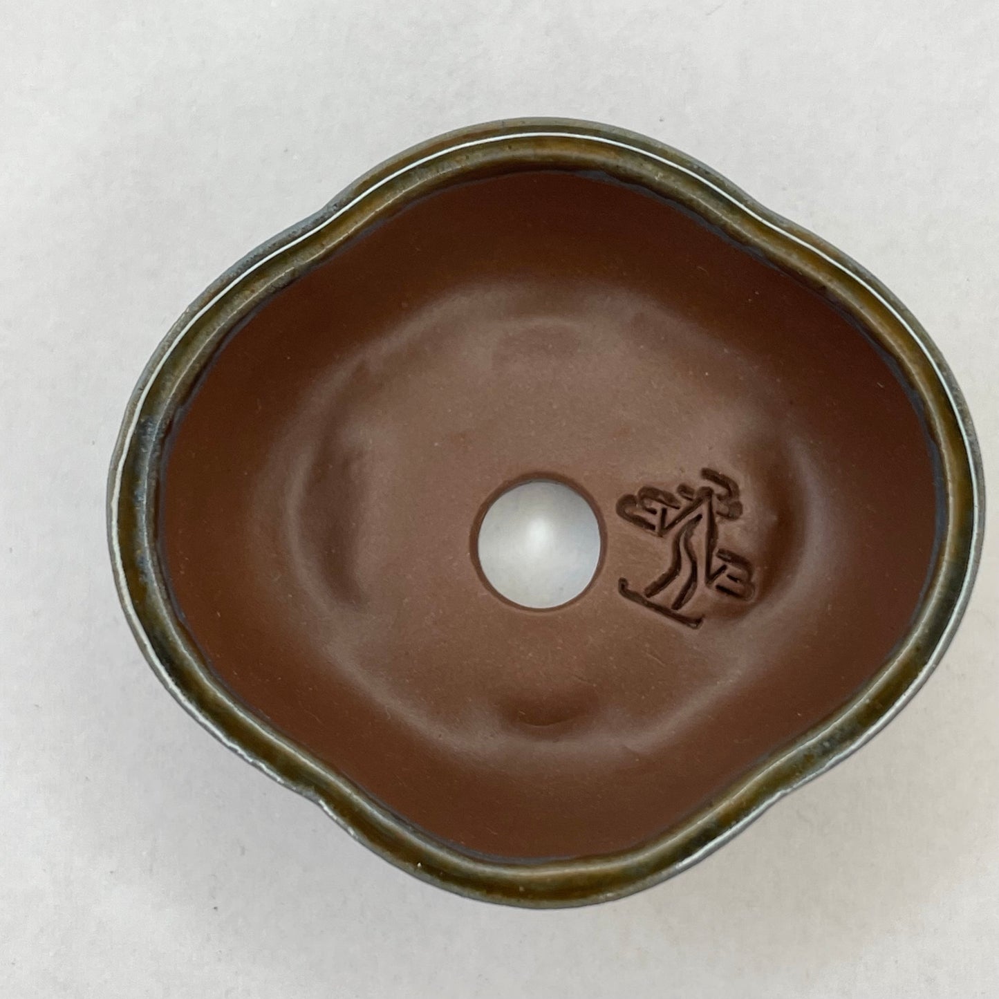 Tiny Rounded Oval Mame Bonsai Pot in Dark Champagne, Less than 1.75 inches long
