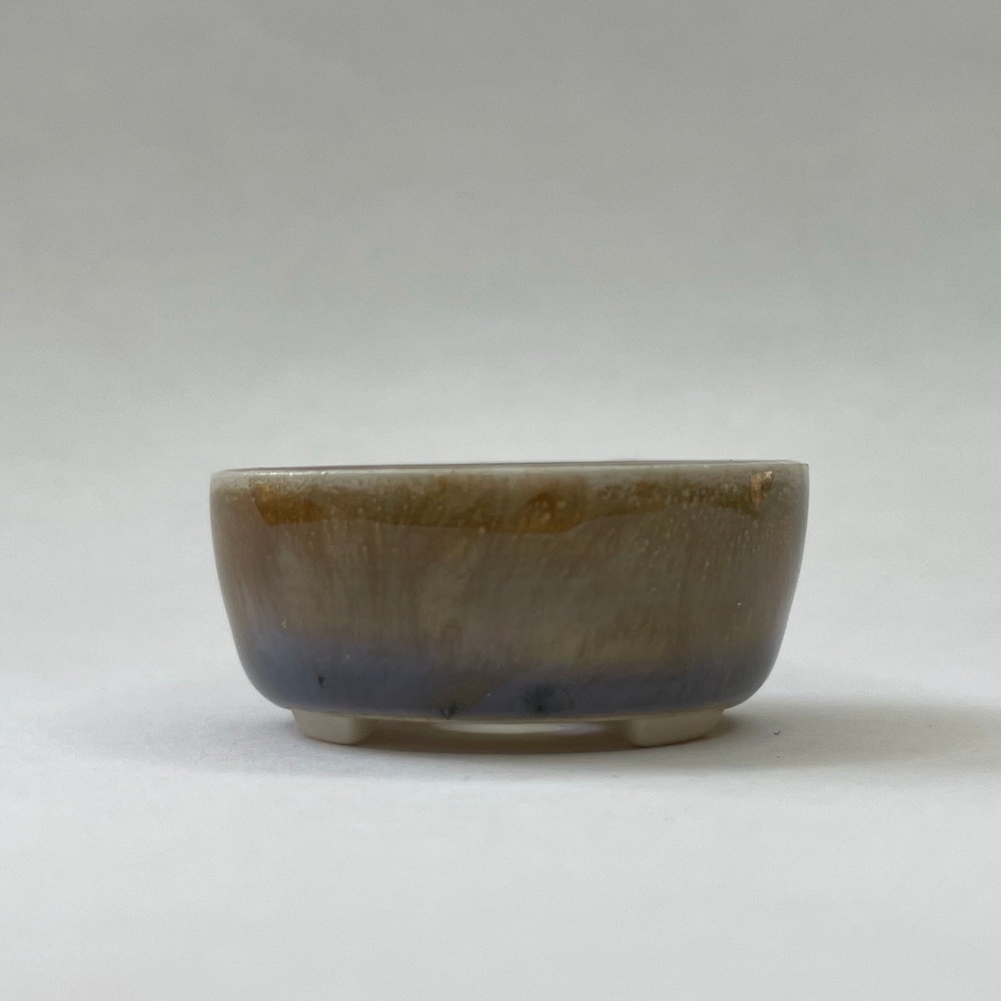 New! Tiny Round Mame Bonsai Pot in Plum Brown, Less than 1.25 inches wide