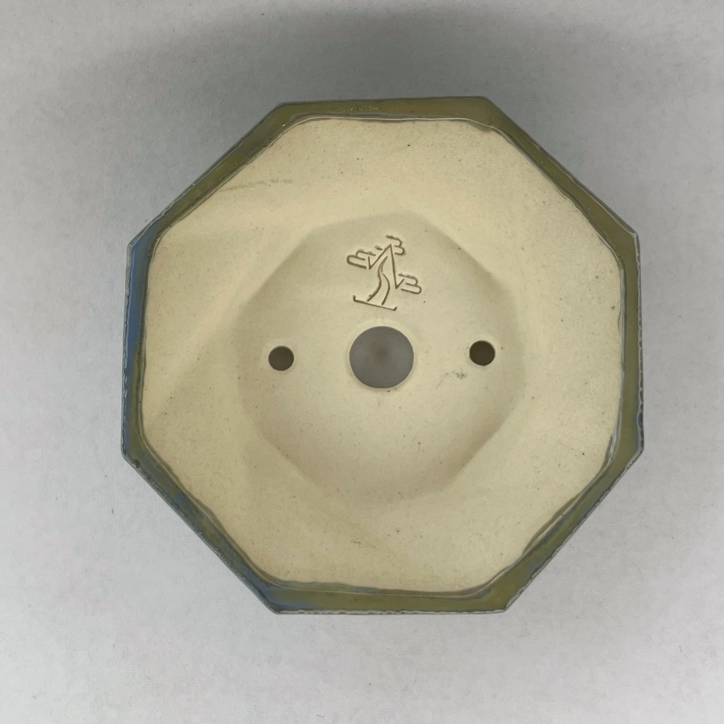 New! Tiny Spiral Octagon Mame Bonsai Pot in Oyster, Only 2 inches wide