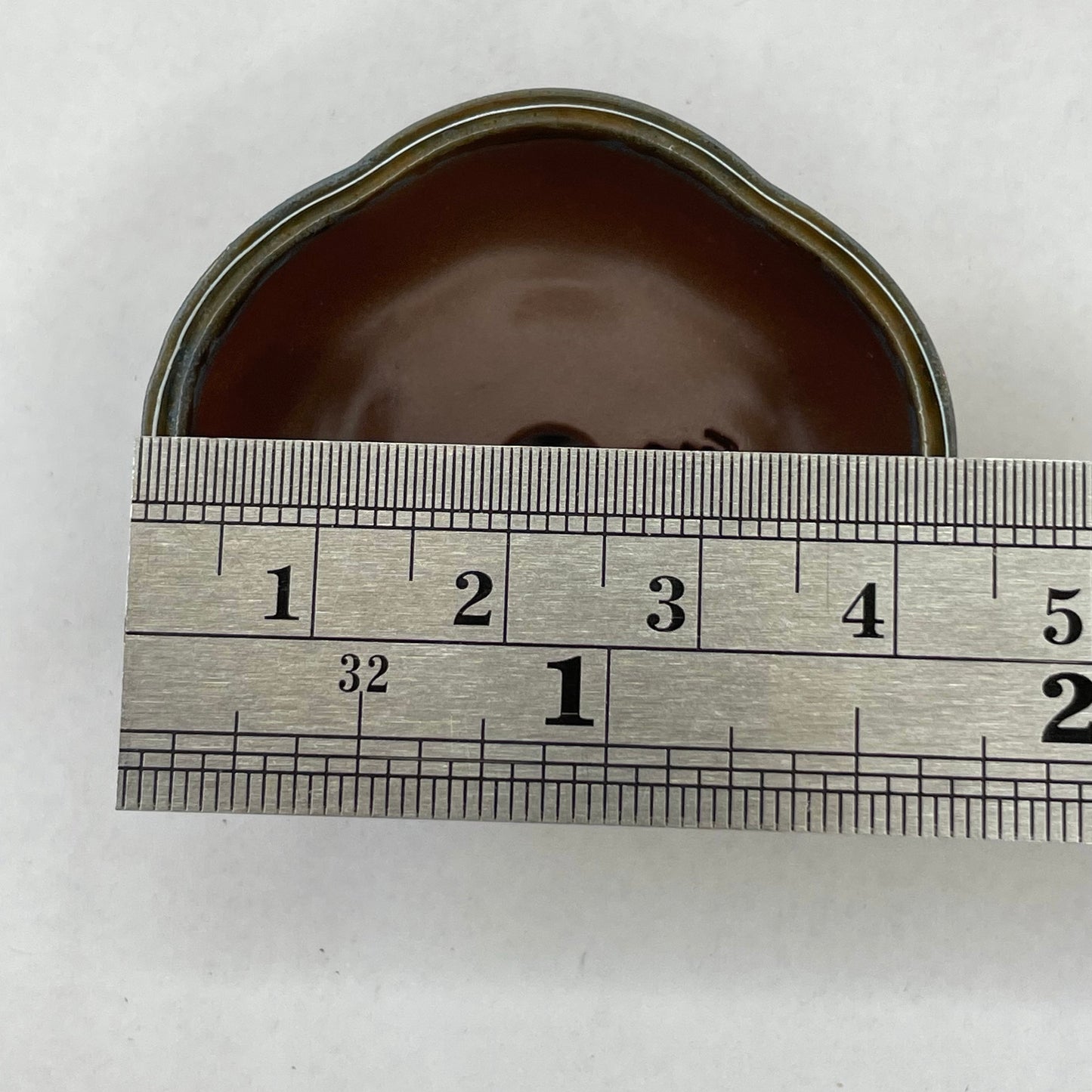 Tiny Rounded Oval Mame Bonsai Pot in Dark Champagne, Less than 1.75 inches long