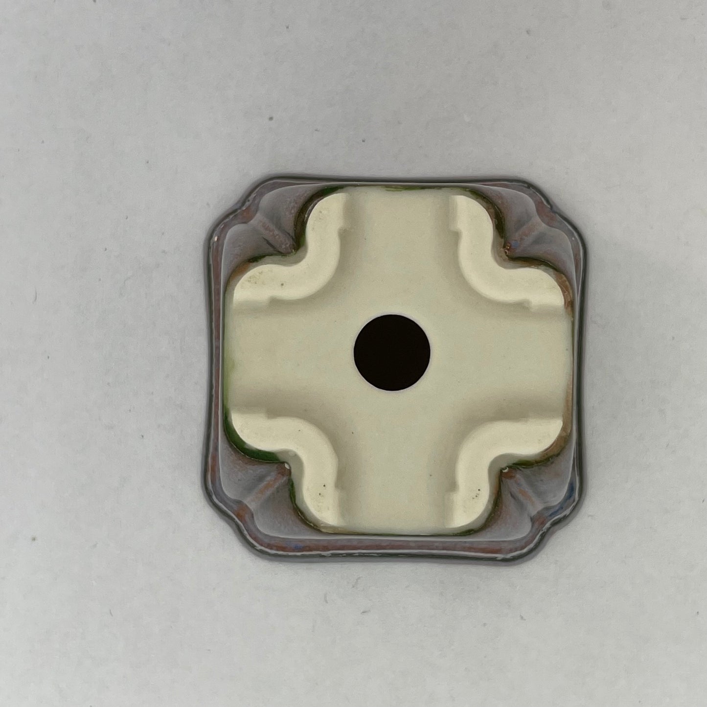 New! Tiny Square Mame Bonsai Pot in Lavender Aster, About 1.5 inches wide